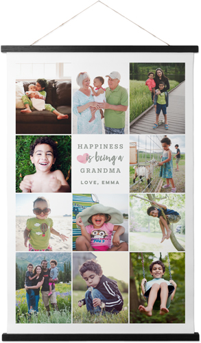 Happiness Heart Collage Portrait Hanging Canvas Print, Black, 20x30, White