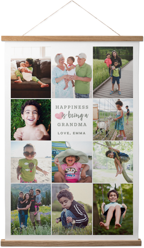 Happiness Heart Collage Portrait Hanging Canvas Print, Natural, 20x30, White