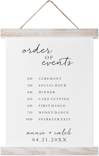 Scripted Order of Events Hanging Canvas Print, Rustic, 8x10, White