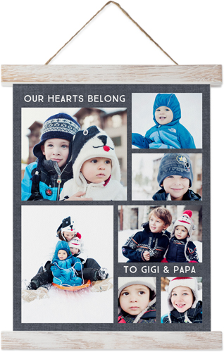 Hearts Belong Collage Hanging Canvas Print, Rustic, 8x10, Black