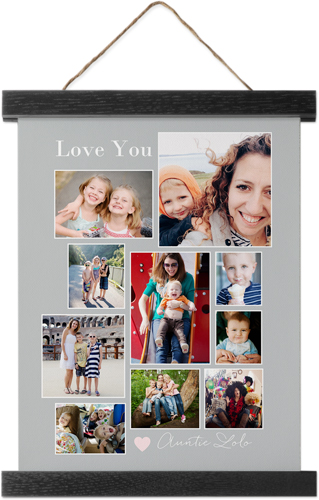 Simple Heart Collage Hanging Canvas Print, Black, 8x10, Gray