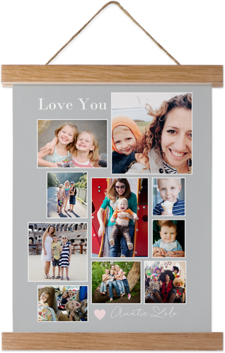 Simple Heart Collage Hanging Canvas Print, Natural, 8x10, Gray