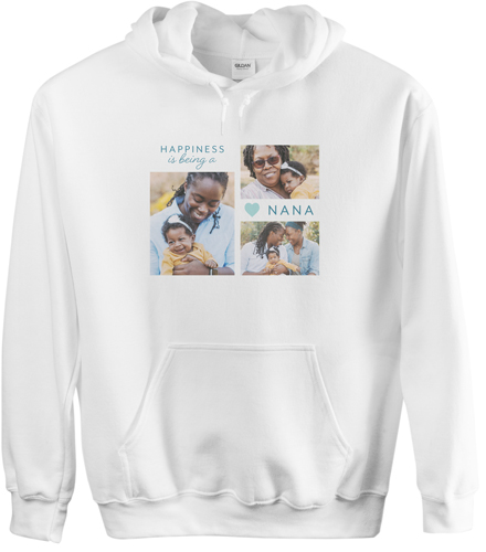 Happy Heart Custom Hoodie, Single Sided, Adult (S), White, Blue, boardwalk