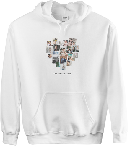 Tilted Heart Collage Custom Hoodie, Single Sided, Adult (S), White, White
