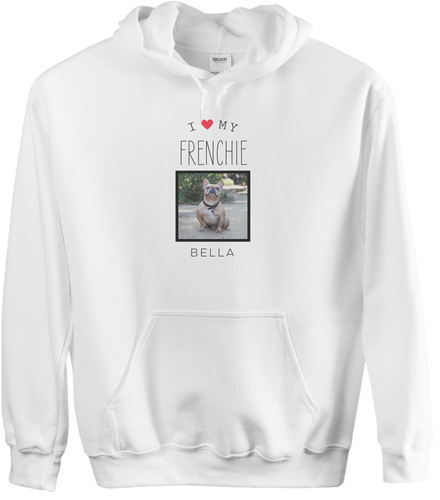 Simply Chic I Love My Custom Hoodie, Single Sided, Adult (S), White, Red