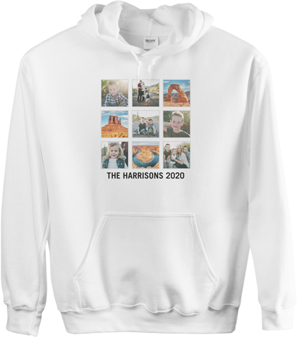 Vacation Gallery of Nine Custom Hoodie, Single Sided, Adult (S), White, White
