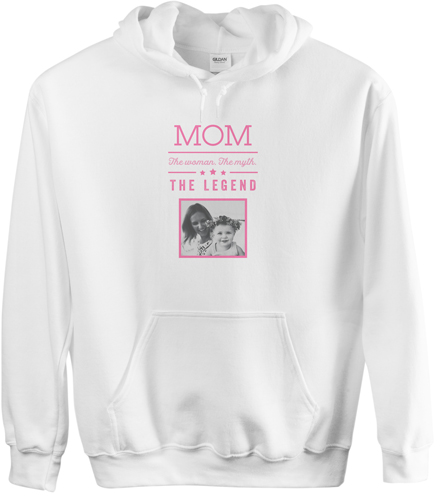 Mom Legend Custom Hoodie, Single Sided, Adult (S), White, Pink