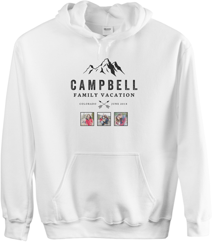 Mountain Vacation Custom Hoodie, Double Sided, Adult (S), White, Black