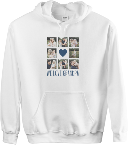 Heart Grid Custom Hoodie, Double Sided, Adult (S), White, Blue