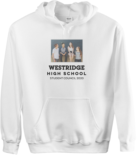 School Gallery of One Custom Hoodie, Double Sided, Adult (S), White, White