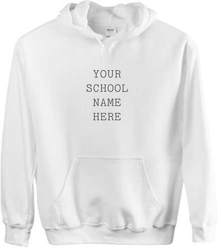 School Name Here Custom Hoodie, Double Sided, Adult (S), White, White