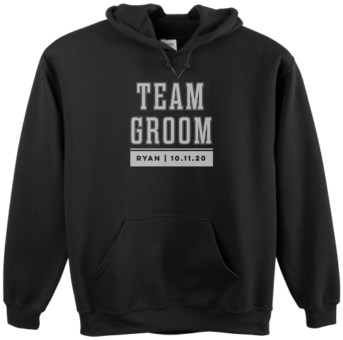 Team Groom Custom Hoodie, Double Sided, Adult (S), Black, Black