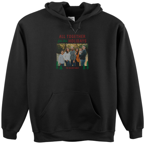 All Together for the Holidays Custom Hoodie, Single Sided, Adult (S), Black, Red, marsala