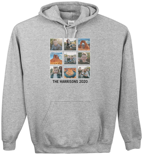 Vacation Gallery of Nine Custom Hoodie, Single Sided, Adult (S), Gray, White, white
