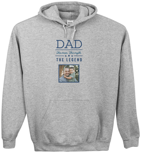 Dad Legend Custom Hoodie, Single Sided, Adult (S), Gray, Blue, bright indigo