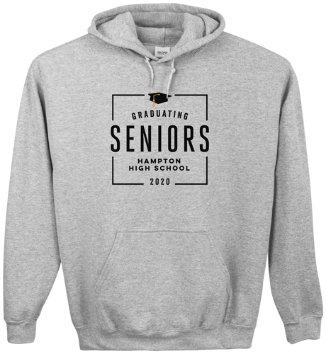 Graduating Seniors Custom Hoodie, Double Sided, Adult (S), Gray, Black, black