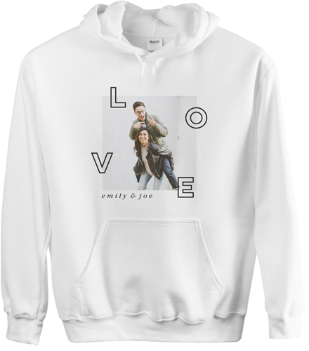 Space for Love Custom Hoodie, Single Sided, Adult (M), White, Black, black