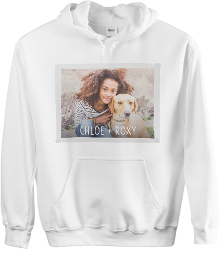 Watercolor Edge Custom Hoodie, Single Sided, Adult (M), White, Gray, silver lining