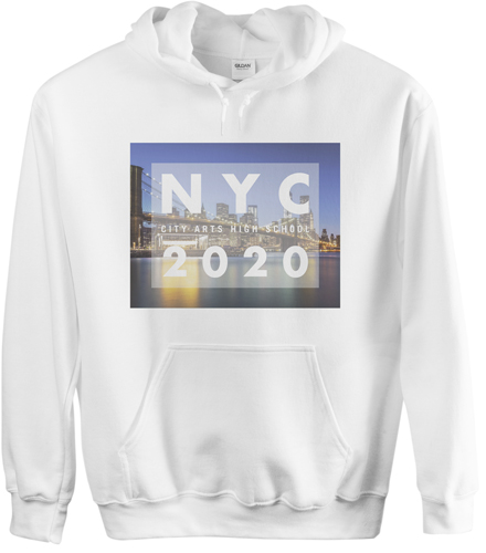 City Vacation Custom Hoodie, Single Sided, Adult (M), White, White