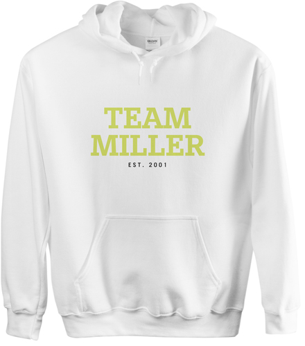 Team Family Custom Hoodie, Single Sided, Adult (M), White, Green, lime