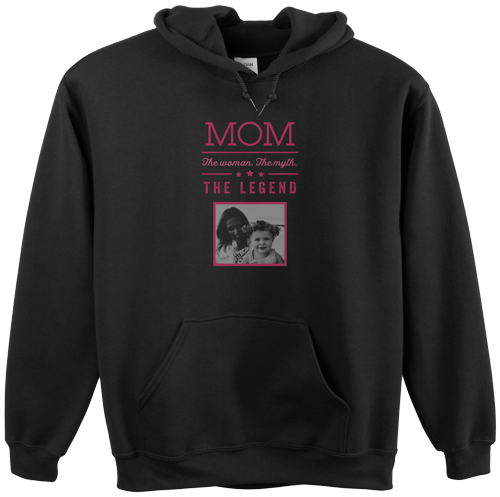 Mom Legend Custom Hoodie, Double Sided, Adult (M), Black, Pink, poppy