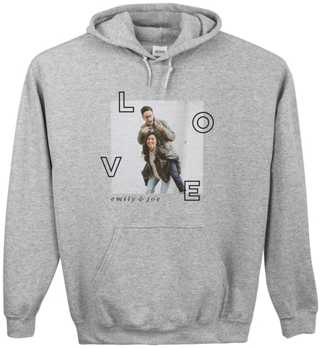 Space for Love Custom Hoodie, Single Sided, Adult (M), Gray, Black, black