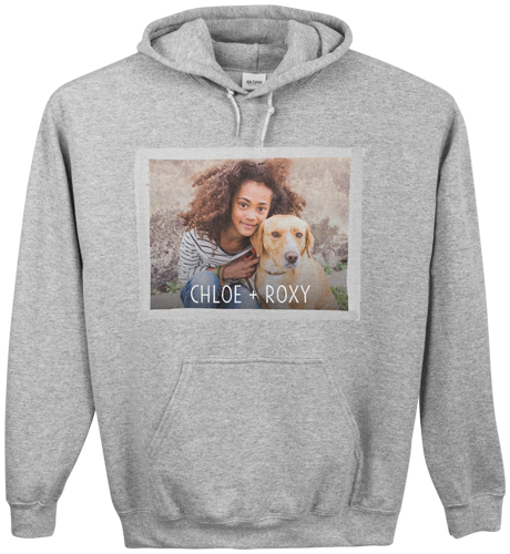 Watercolor Edge Custom Hoodie, Double Sided, Adult (M), Gray, Gray, silver lining