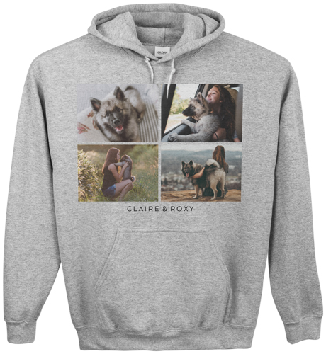 Gallery of Four Custom Hoodie, Single Sided, Adult (M), Gray, White, white