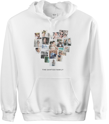 Tilted Heart Collage Custom Hoodie, Double Sided, Adult (L), White, White