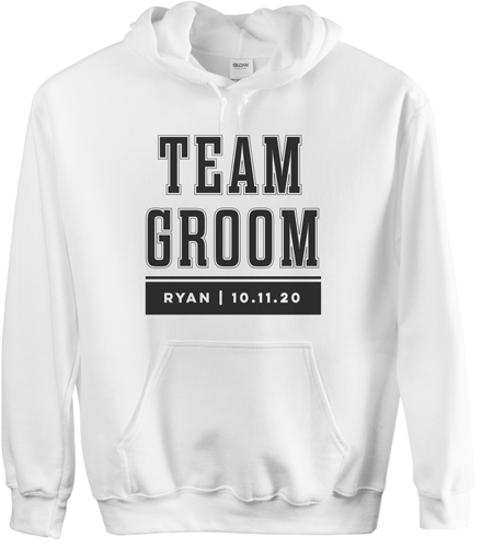 Team Groom Custom Hoodie, Single Sided, Adult (L), White, Black