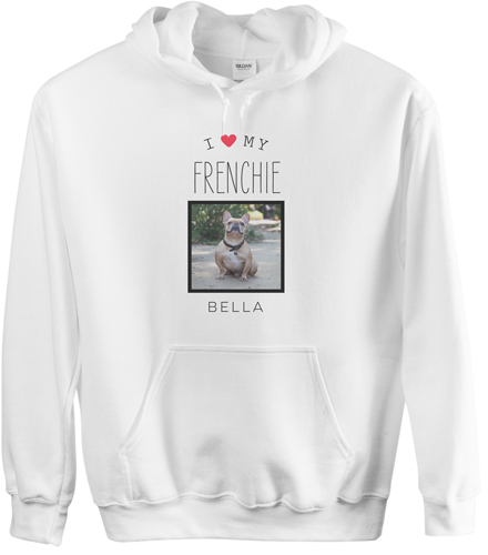 Simply Chic I Love My Custom Hoodie, Double Sided, Adult (L), White, Red, fire engine