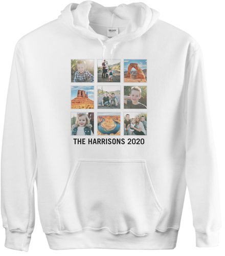 Vacation Gallery of Nine Custom Hoodie, Double Sided, Adult (L), White, White