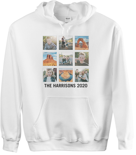 Vacation Gallery of Nine Custom Hoodie, Double Sided, Adult (L), White, White, white
