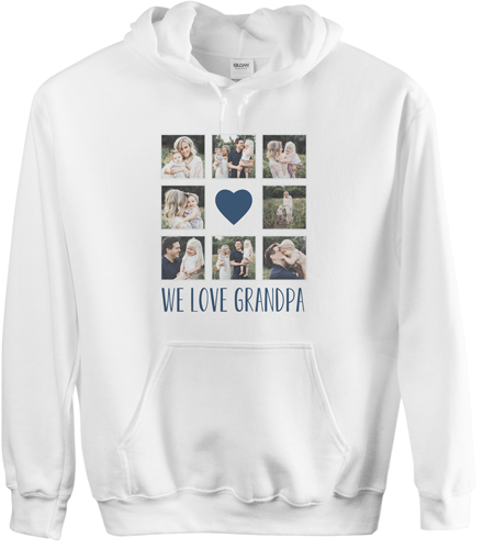 Heart Grid Custom Hoodie, Double Sided, Adult (L), White, Blue