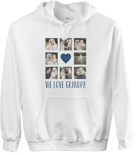 Heart Grid Custom Hoodie, Double Sided, Adult (L), White, Blue, navy