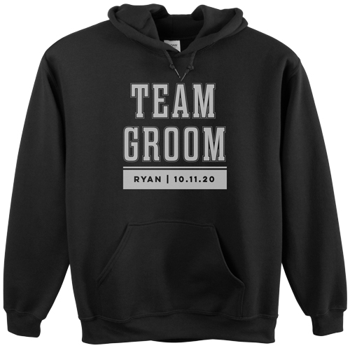 Team Groom Custom Hoodie, Single Sided, Adult (L), Black, Black, black