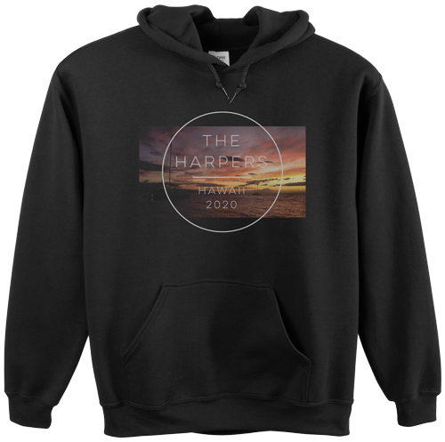 Beach Vacation Custom Hoodie, Double Sided, Adult (L), Black, White