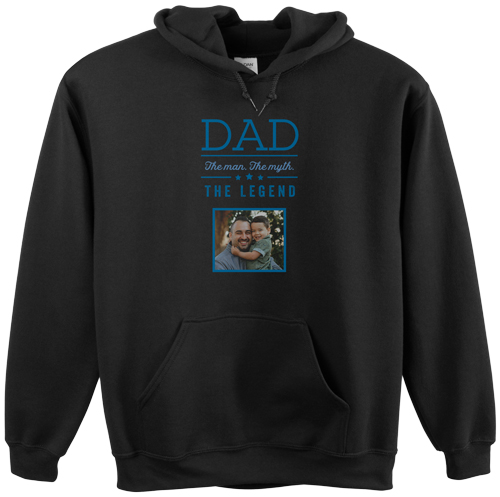 Dad Legend Custom Hoodie, Double Sided, Adult (L), Black, Blue