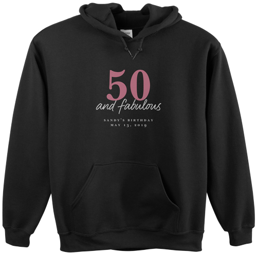 Fabulous Birthday Custom Hoodie, Single Sided, Adult (L), Black, Gray