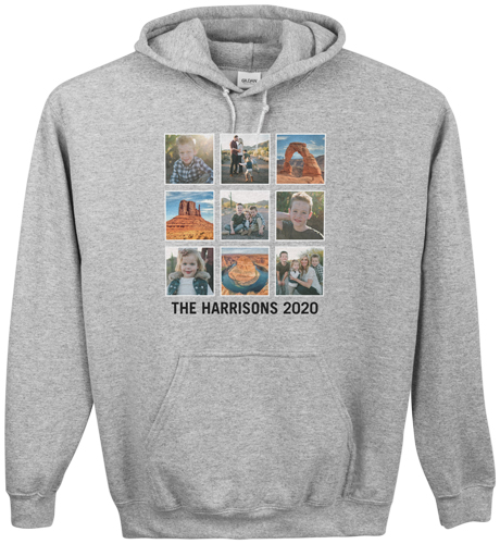 Vacation Gallery of Nine Custom Hoodie, Double Sided, Adult (L), Gray, White, white