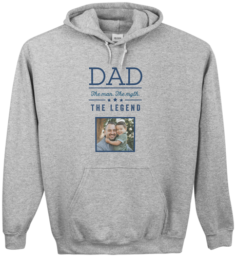 Dad Legend Custom Hoodie, Double Sided, Adult (L), Gray, Blue
