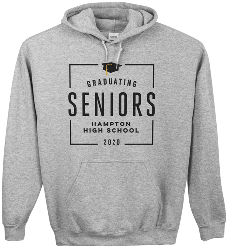 Graduating Seniors Custom Hoodie, Single Sided, Adult (L), Gray, Black