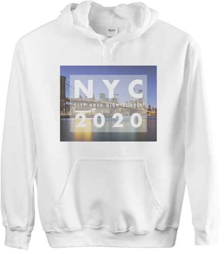 City Vacation Custom Hoodie, Single Sided, Adult (XL), White, White