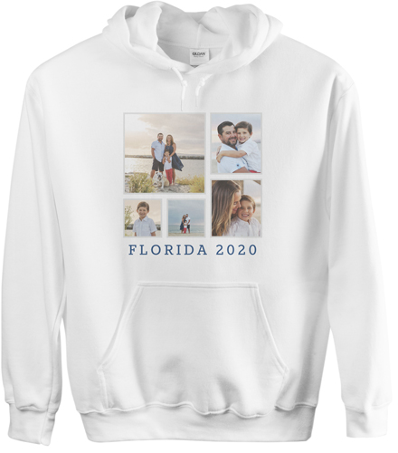 Vacation Gallery of Five Custom Hoodie, Double Sided, Adult (XL), White, White