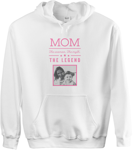 Mom Legend Custom Hoodie, Double Sided, Adult (XL), White, Pink