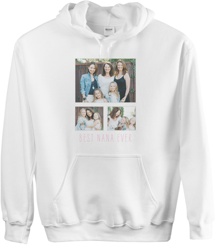 Family Gallery of Three Custom Hoodie, Double Sided, Adult (XL), White, White