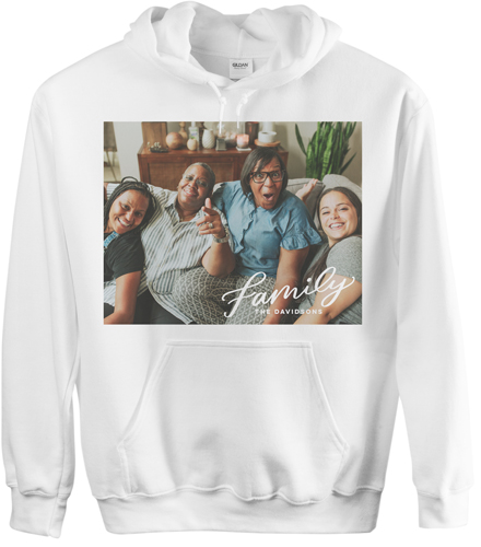 Family Letters Custom Hoodie, Single Sided, Adult (XL), White, White