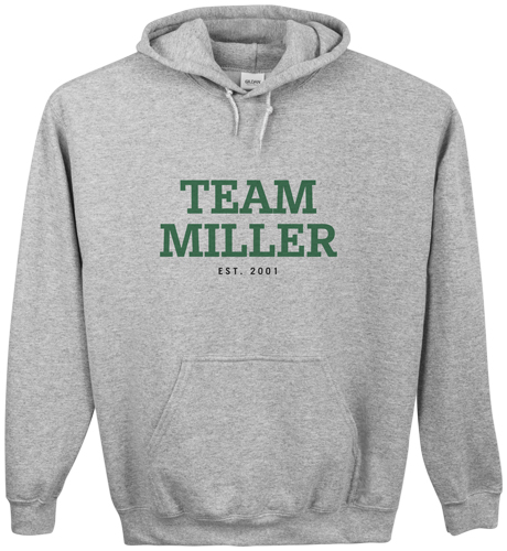 Team Family Custom Hoodie, Double Sided, Adult (XL), Gray, Green