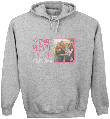 Call Me Grandma Custom Hoodie, Single Sided, Adult (XL), Gray, Pink