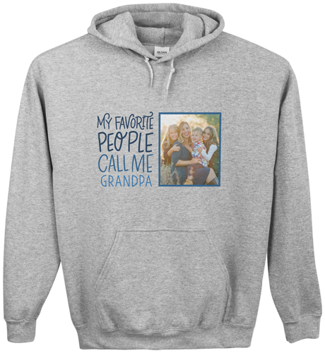 Call Me Grandpa Custom Hoodie, Double Sided, Adult (XL), Gray, Blue